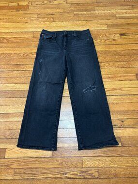 Hudson Rosalie High Rise Wide Leg Ankle Sz 33 Jeans Black Dark Wash Denim 33x28